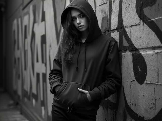 Black and White Fashion Photography for Hoodies