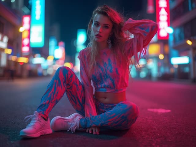 Neon Light Fashion Photography for Activewear