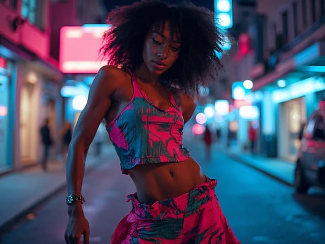 Neon Light Fashion Photography for Activewear