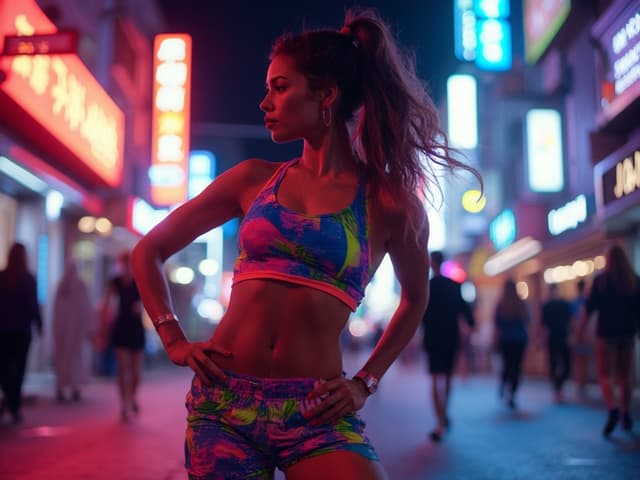 Neon Light Fashion Photography for Activewear