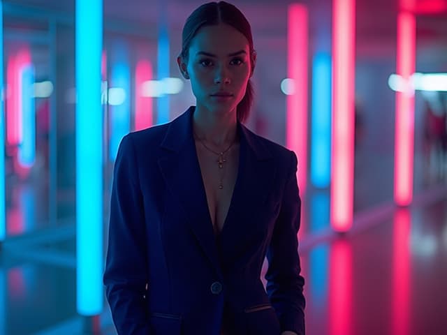 Neon Light Fashion Photography for Blazers