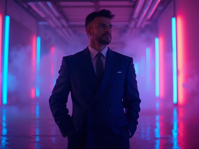 Neon Light Fashion Photography for Blazers