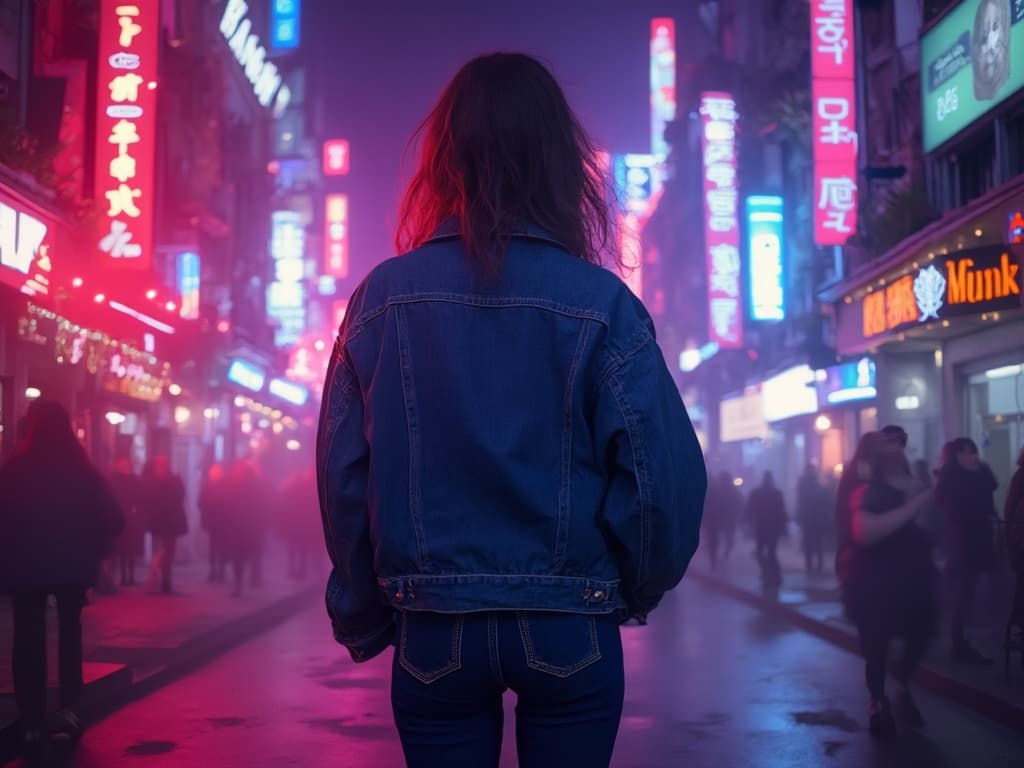 Neon Light Fashion Photography for Denim
