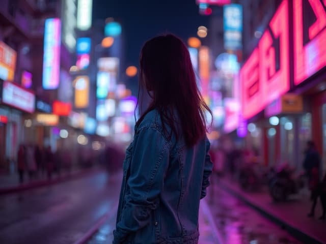Neon Light Fashion Photography for Denim
