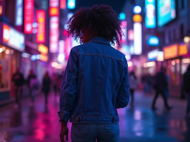 Neon Light Fashion Photography for Denim
