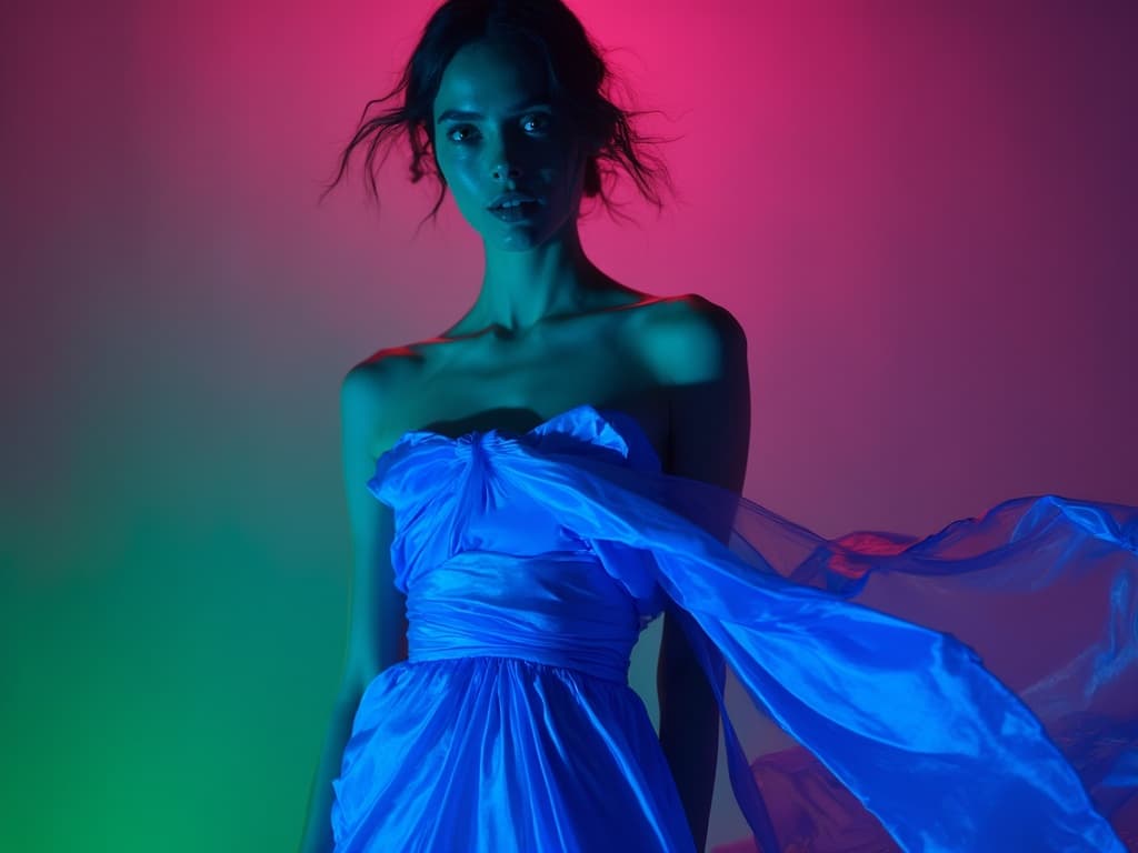 Neon Light Fashion Photography for Dresses