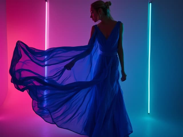 Neon Light Fashion Photography for Dresses