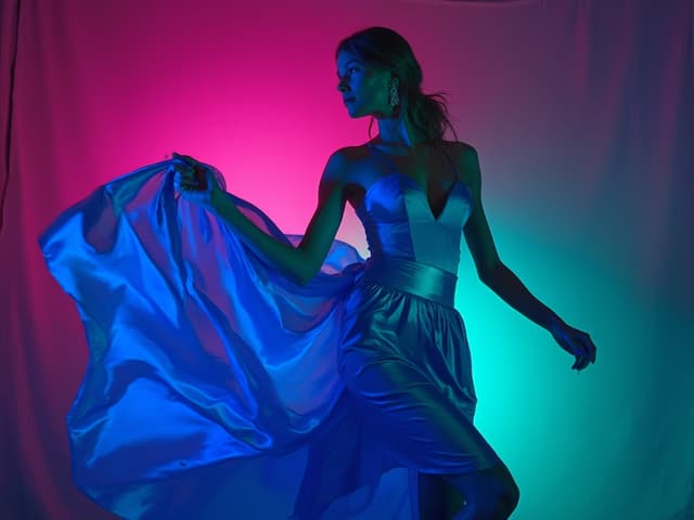 Neon Light Fashion Photography for Dresses
