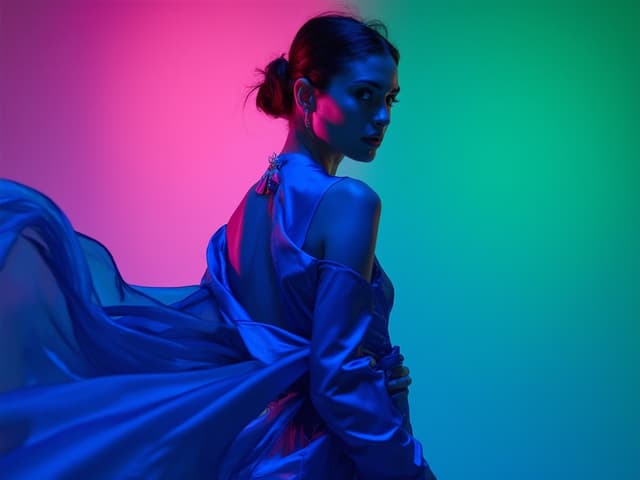 Neon Light Fashion Photography for Dresses