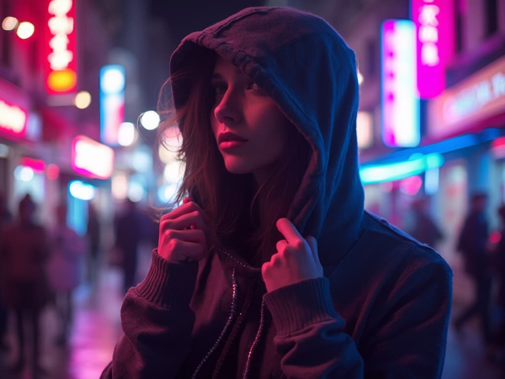 Neon Light Fashion Photography for Hoodies