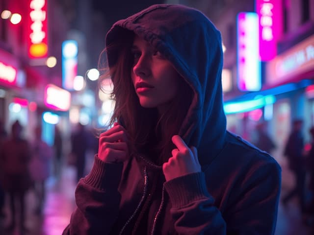 Neon Light Fashion Photography for Hoodies