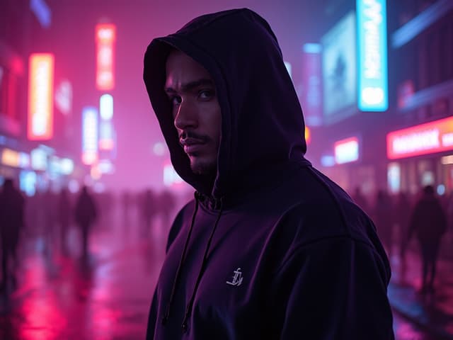 Neon Light Fashion Photography for Hoodies