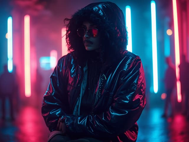 Neon Light Fashion Photography for Hoodies