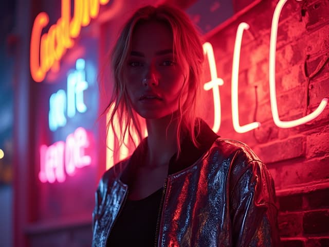 Neon Light Fashion Photography for Jackets