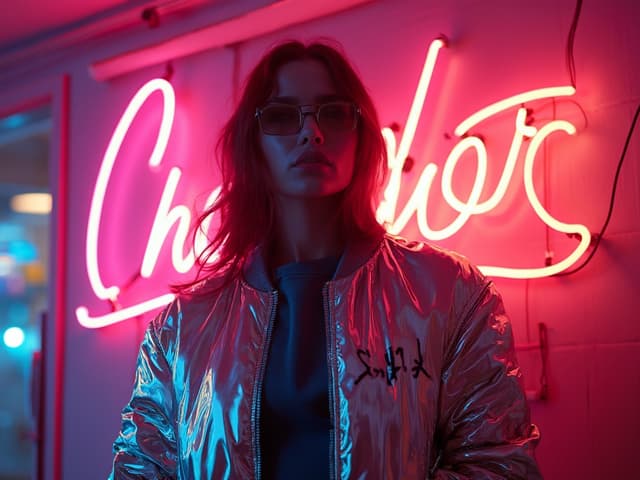 Neon Light Fashion Photography for Jackets