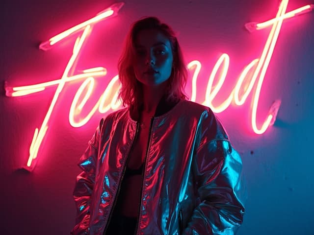 Neon Light Fashion Photography for Jackets