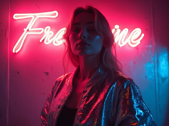Neon Light Fashion Photography for Jackets