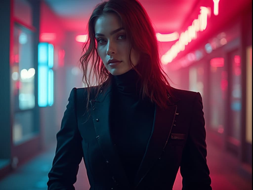 Neon Light Fashion Photography for Suits