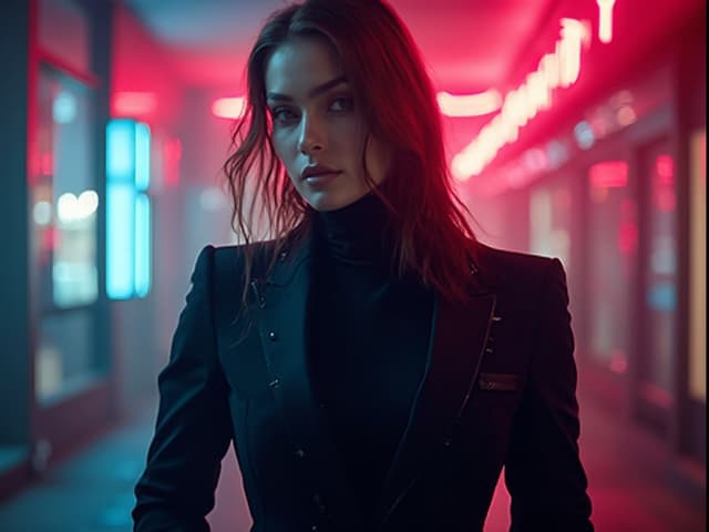 Neon Light Fashion Photography for Suits