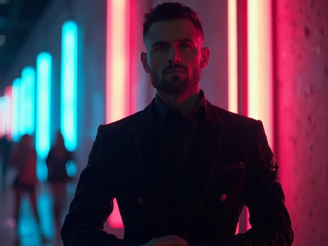 Neon Light Fashion Photography for Suits