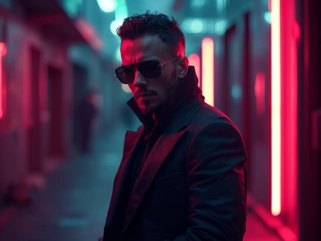 Neon Light Fashion Photography for Suits