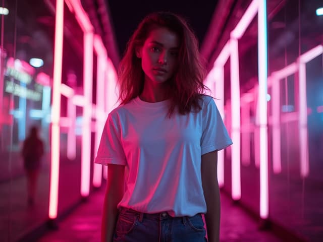 Neon Light Fashion Photography for T-shirts