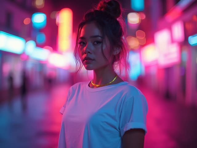 Neon Light Fashion Photography for T-shirts