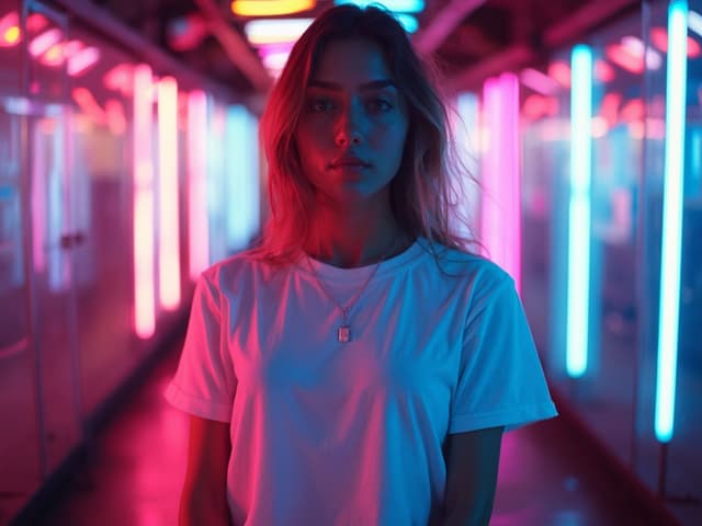 Neon Light Fashion Photography for T-shirts