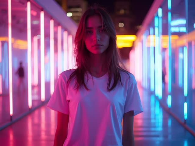 Neon Light Fashion Photography for T-shirts