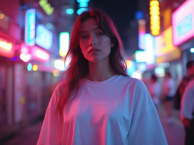 Neon Light Fashion Photography for T-shirts