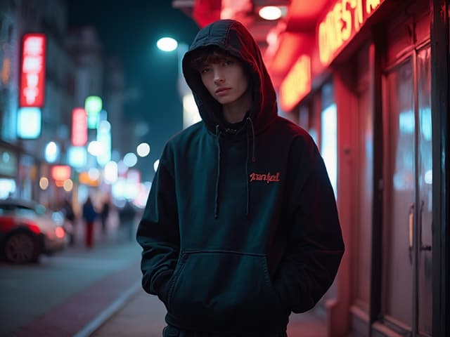Nighttime Fashion Photography for Hoodies