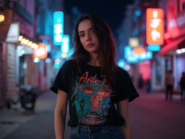 Nighttime Fashion Photography for T-shirts