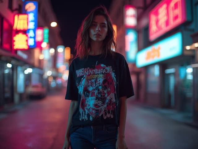 Nighttime Fashion Photography for T-shirts