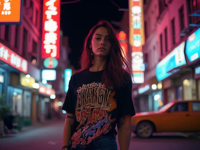 Nighttime Fashion Photography for T-shirts