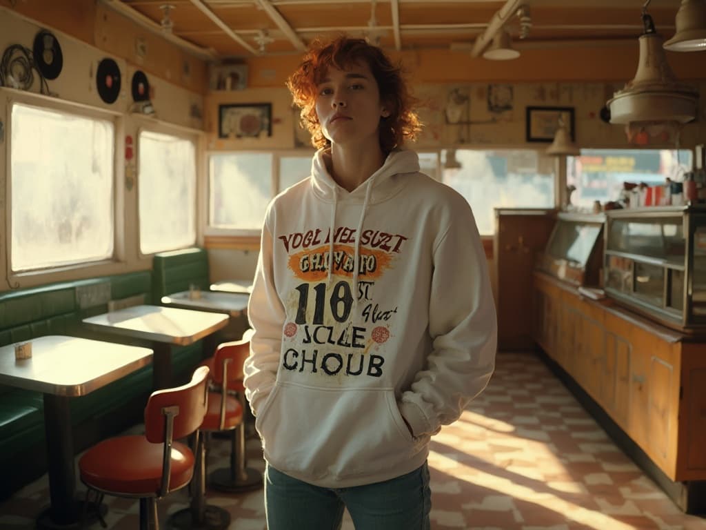 Retro Aesthetic Fashion Photography for Hoodies