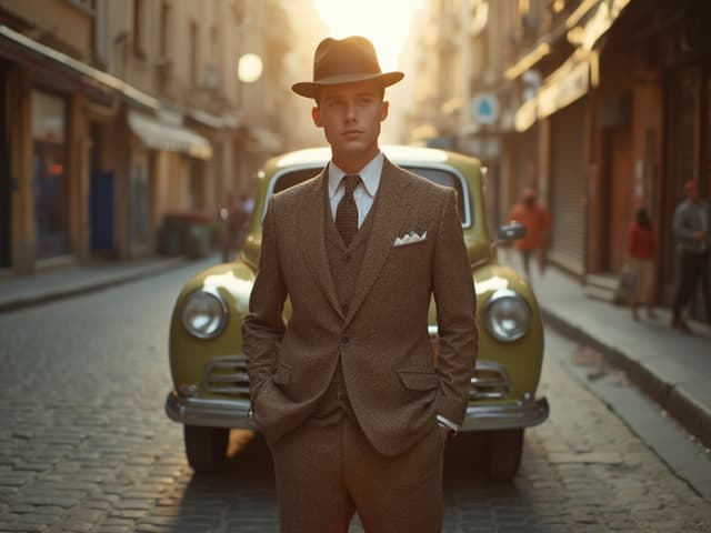 Retro Aesthetic Fashion Photography for Suits