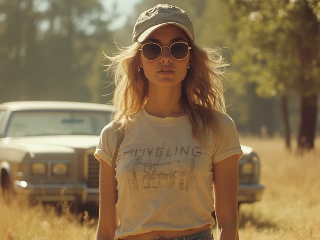 Retro Aesthetic Fashion Photography for T-shirts