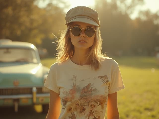 Retro Aesthetic Fashion Photography for T-shirts